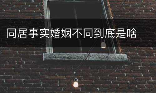 同居事实婚姻不同到底是啥