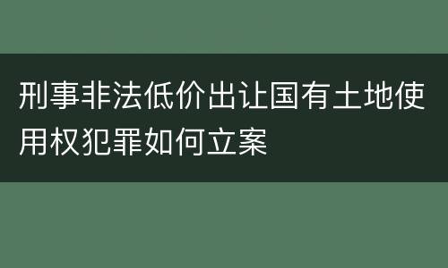 刑事非法低价出让国有土地使用权犯罪如何立案