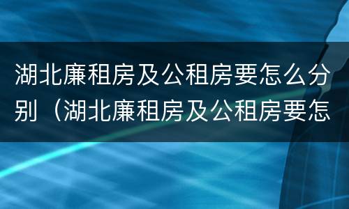 湖北廉租房及公租房要怎么分别（湖北廉租房及公租房要怎么分别申请的）