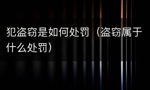 犯盗窃是如何处罚（盗窃属于什么处罚）