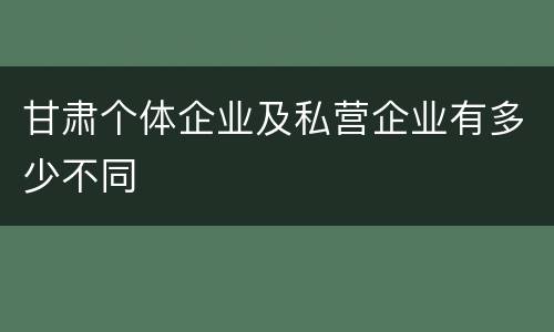 甘肃个体企业及私营企业有多少不同