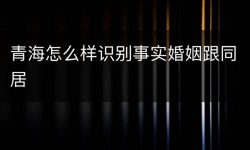 青海怎么样识别事实婚姻跟同居