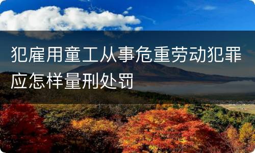 犯雇用童工从事危重劳动犯罪应怎样量刑处罚