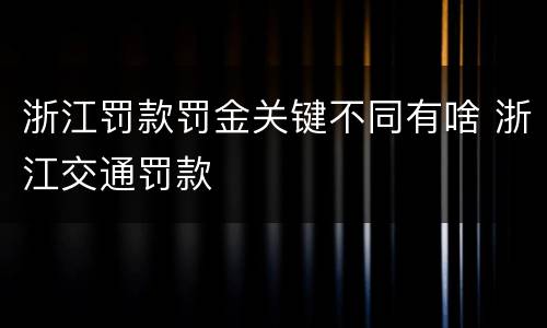 浙江罚款罚金关键不同有啥 浙江交通罚款
