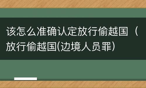 该怎么准确认定放行偷越国（放行偷越国(边境人员罪）