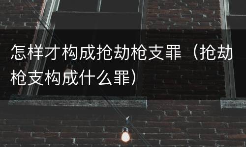 怎样才构成抢劫枪支罪（抢劫枪支构成什么罪）
