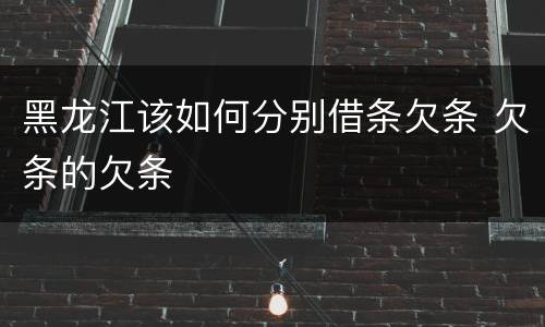 黑龙江该如何分别借条欠条 欠条的欠条