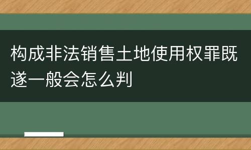 构成非法销售土地使用权罪既遂一般会怎么判