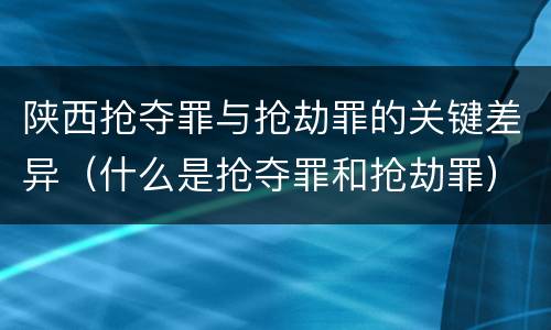 陕西抢夺罪与抢劫罪的关键差异（什么是抢夺罪和抢劫罪）
