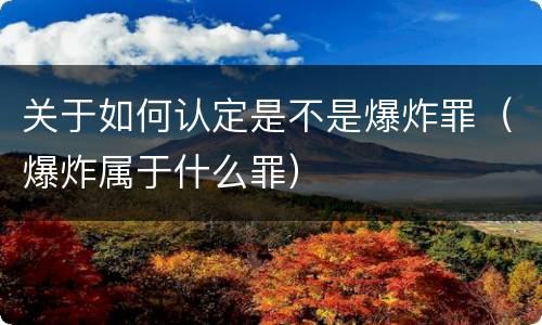 关于如何认定是不是爆炸罪（爆炸属于什么罪）
