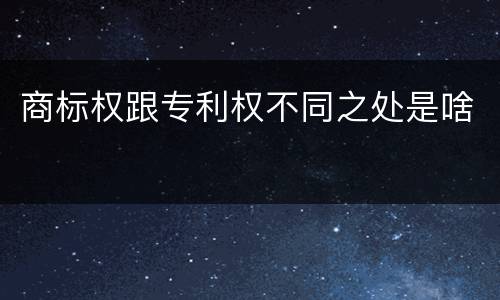 商标权跟专利权不同之处是啥