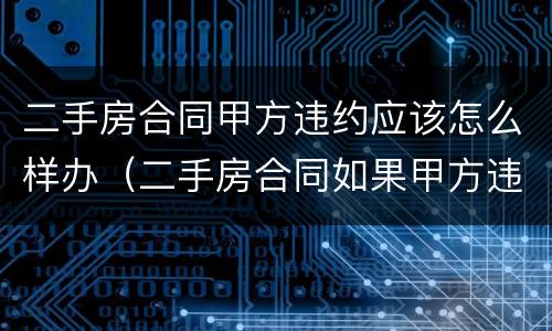 二手房合同甲方违约应该怎么样办（二手房合同如果甲方违约应该怎么办?）