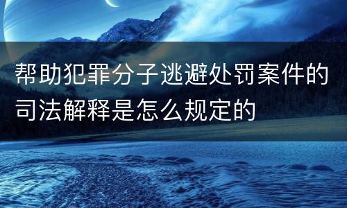 帮助犯罪分子逃避处罚案件的司法解释是怎么规定的