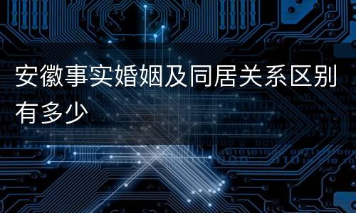 安徽事实婚姻及同居关系区别有多少