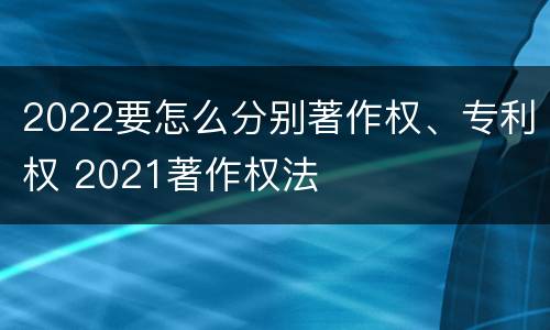 2022要怎么分别著作权、专利权 2021著作权法