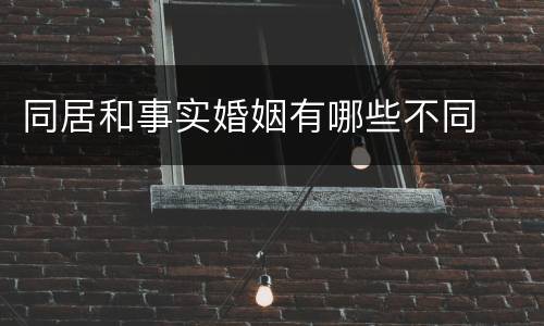 同居和事实婚姻有哪些不同