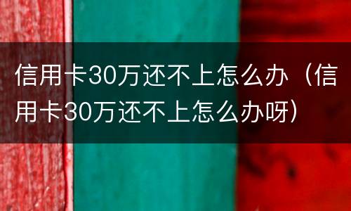信用卡30万还不上怎么办（信用卡30万还不上怎么办呀）
