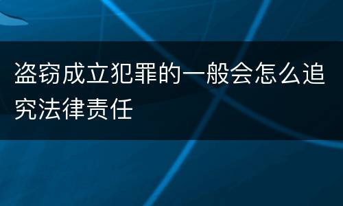 盗窃成立犯罪的一般会怎么追究法律责任