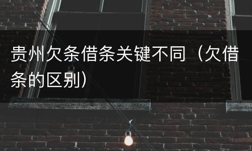 贵州欠条借条关键不同（欠借条的区别）