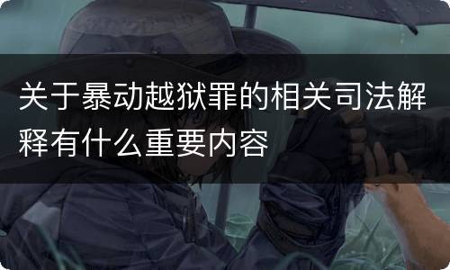 关于暴动越狱罪的相关司法解释有什么重要内容
