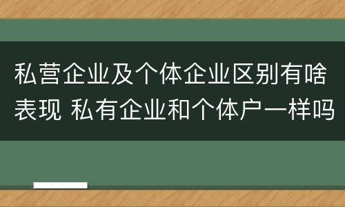 私营企业及个体企业区别有啥表现 私有企业和个体户一样吗