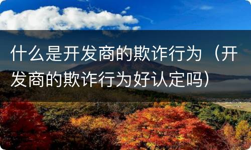 什么是开发商的欺诈行为（开发商的欺诈行为好认定吗）