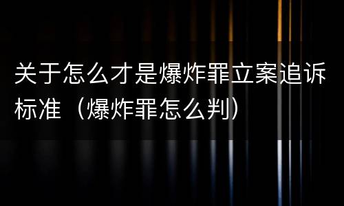 关于怎么才是爆炸罪立案追诉标准（爆炸罪怎么判）
