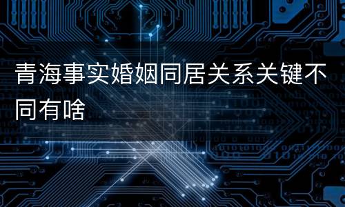 青海事实婚姻同居关系关键不同有啥