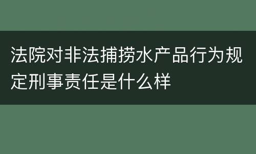 法院对非法捕捞水产品行为规定刑事责任是什么样