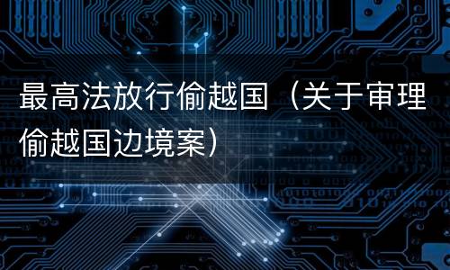 最高法放行偷越国（关于审理偷越国边境案）
