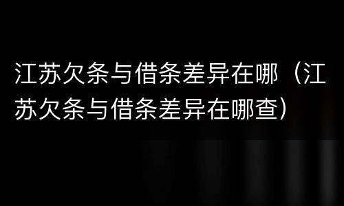 江苏欠条与借条差异在哪（江苏欠条与借条差异在哪查）