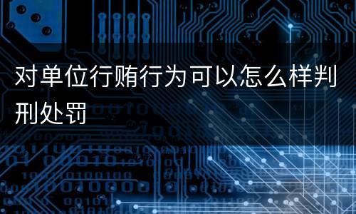 对单位行贿行为可以怎么样判刑处罚
