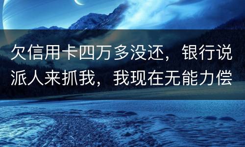 欠信用卡四万多没还，银行说派人来抓我，我现在无能力偿还，会怎么判刑呢