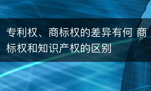专利权、商标权的差异有何 商标权和知识产权的区别