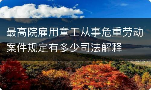 最高院雇用童工从事危重劳动案件规定有多少司法解释