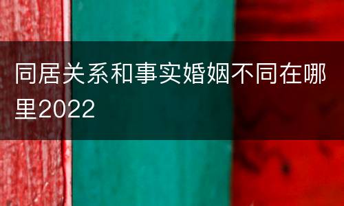 同居关系和事实婚姻不同在哪里2022