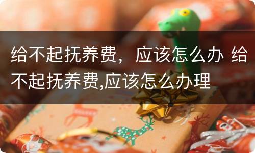 给不起抚养费，应该怎么办 给不起抚养费,应该怎么办理