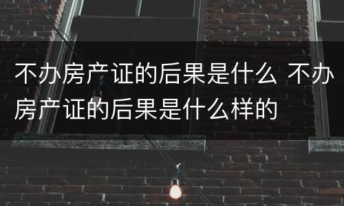 不办房产证的后果是什么 不办房产证的后果是什么样的