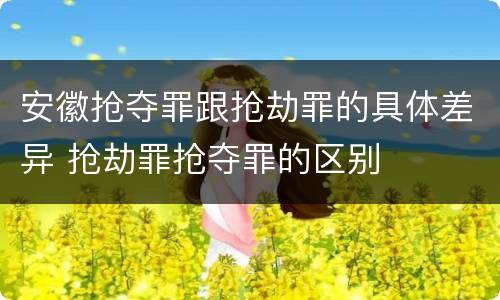 安徽抢夺罪跟抢劫罪的具体差异 抢劫罪抢夺罪的区别