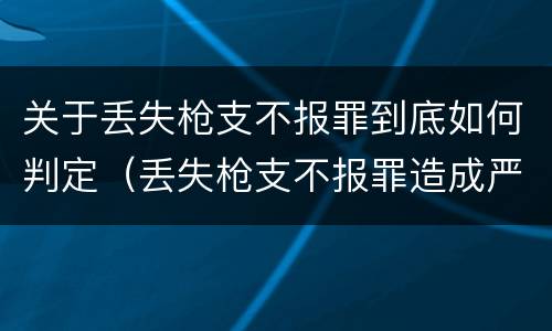 关于丢失枪支不报罪到底如何判定（丢失枪支不报罪造成严重后果）