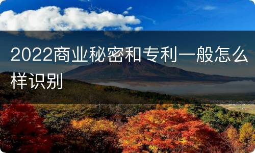 2022商业秘密和专利一般怎么样识别