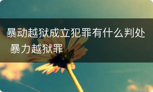 暴动越狱成立犯罪有什么判处 暴力越狱罪