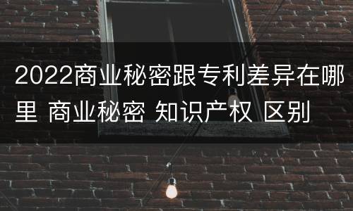 2022商业秘密跟专利差异在哪里 商业秘密 知识产权 区别
