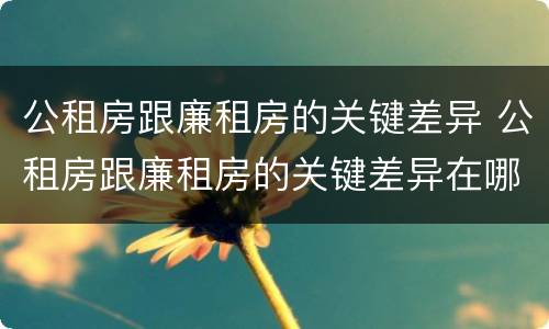 公租房跟廉租房的关键差异 公租房跟廉租房的关键差异在哪