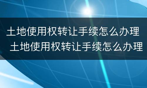 土地使用权转让手续怎么办理 土地使用权转让手续怎么办理的