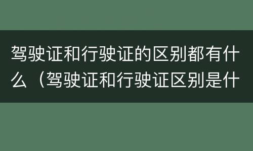 驾驶证和行驶证的区别都有什么（驾驶证和行驶证区别是什么）