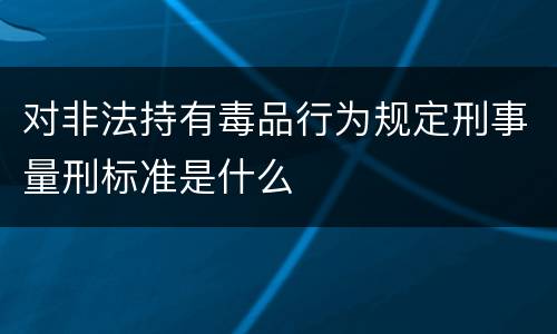 对非法持有毒品行为规定刑事量刑标准是什么