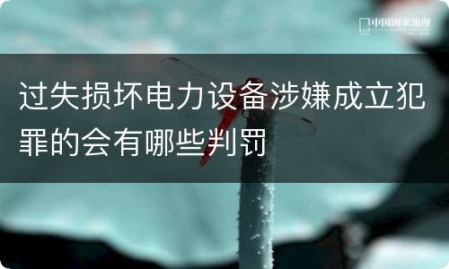 过失损坏电力设备涉嫌成立犯罪的会有哪些判罚