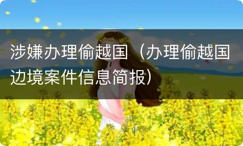 涉嫌办理偷越国（办理偷越国边境案件信息简报）