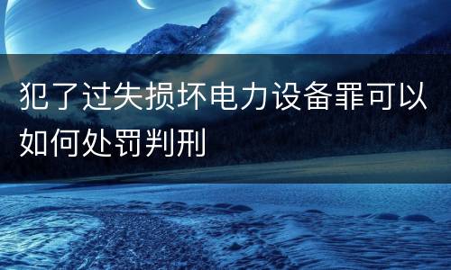 犯了过失损坏电力设备罪可以如何处罚判刑